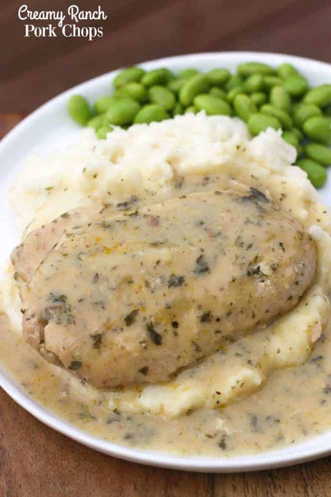 Slow Cooker Creamy Ranch Pork Chops with NO PACKET seasoning. The easiest slow cooker pork recipe, made from scratch! A family favorite! | Tastes Better From Scratch