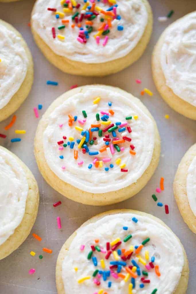 Frosted sugar cookie with sprinkles