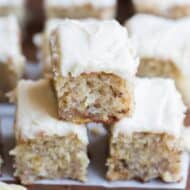 Banana Bread Bars with browned butter frosting | tastesbetterfromscratch.com