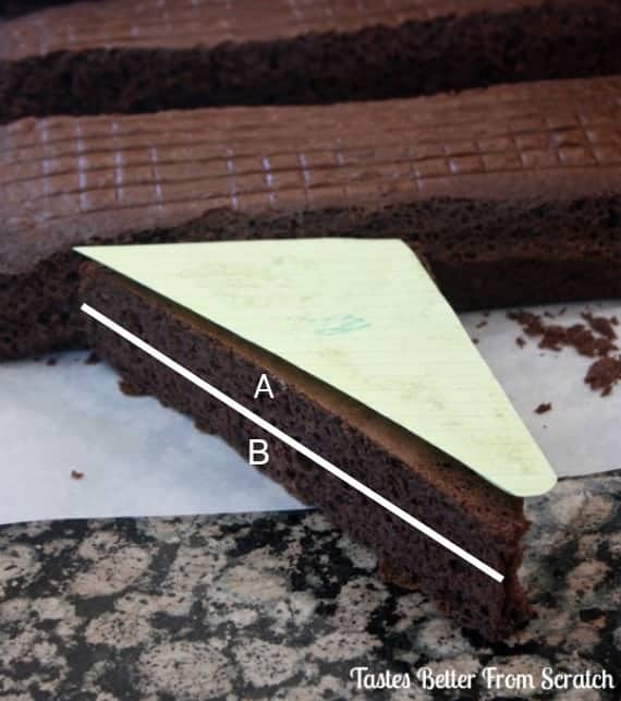 A baked cake being cut into wing patterns for an airplane cake.