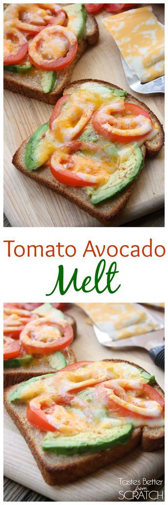 Tomato Avocado Melt with a secret ingredient that has me hooked! Recipe on TastesBetterFromScratch.com