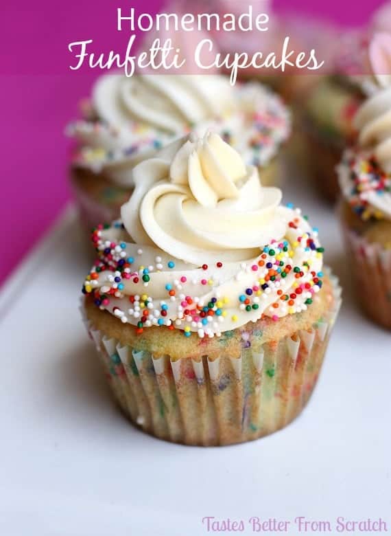 Homemade Funfetti Cupcakes from TastesBetterFromScratch.com