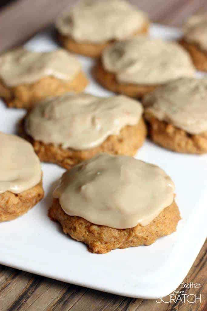 Pumpkin Cookies with Caramel Frosting - Tastes Better From Scratch