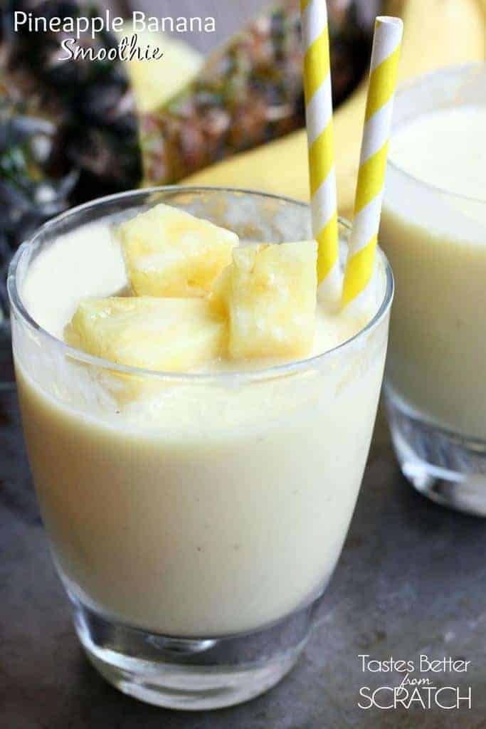Pineapple Banana Smoothie recipe on TastesBetterFromScratch.com