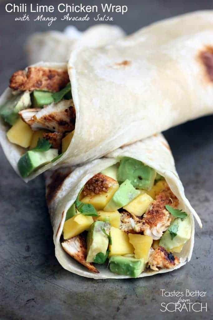 Chili Lime Chicken Wraps from TastesBetterFromScratch.com