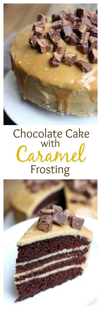 Chocolate Cake with Caramel Frosting on TastesBetterFromScratch.com