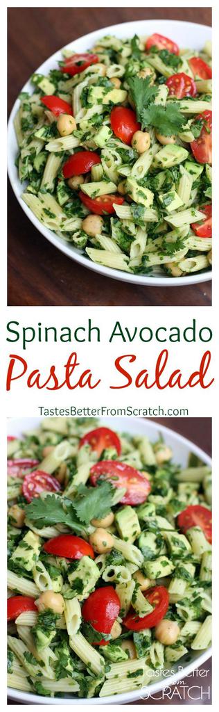 Spinach Avocado Pasta Salad on TastesBetterFromScratch.com