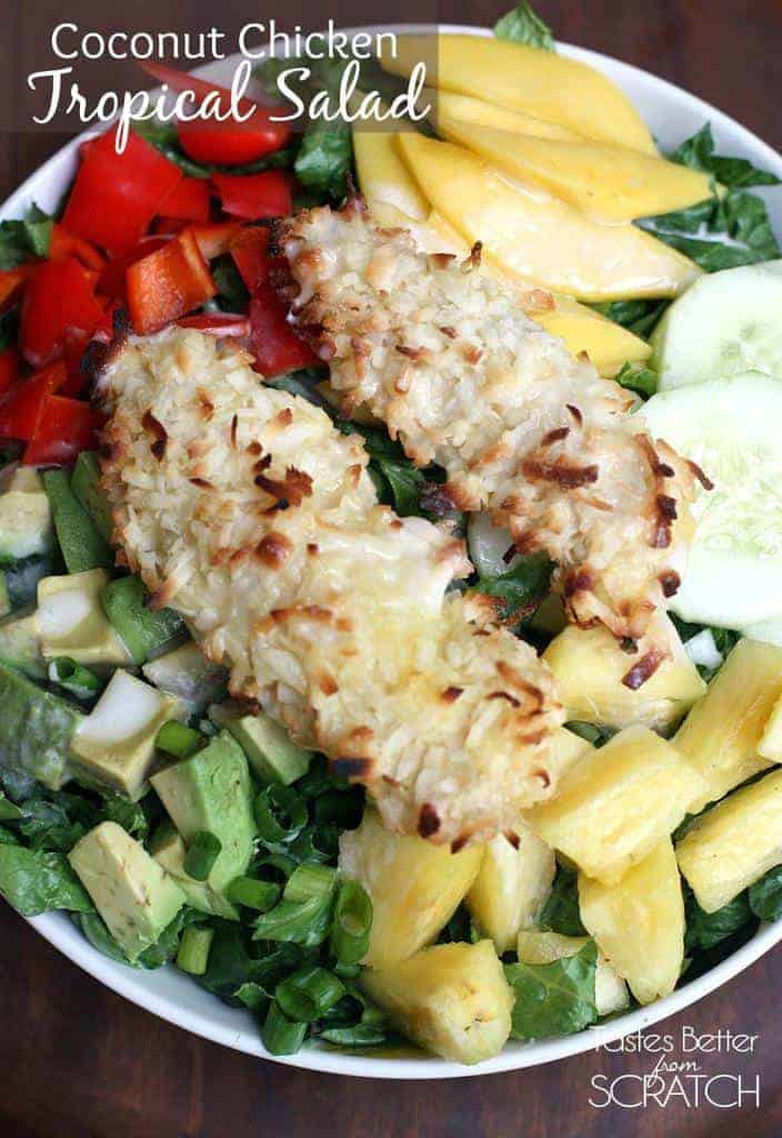 Coconut Chicken Tropical Salad from TastesBetterFromScratch.com