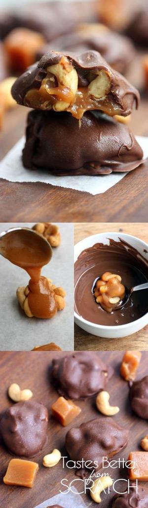Caramel Cashew Clusters are the perfect easy treat! A no-bake candy that's only 3-ingredients. Recipe from Tastes Better From Scratch