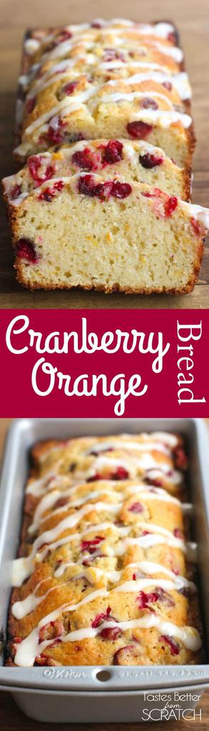 Cranberry Orange Bread with a sweet orange glaze | Tastes Better From Scratch