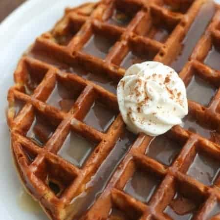 Gingerbread Waffles with Vanilla Cream Syrup | Tastes Better From Scratch