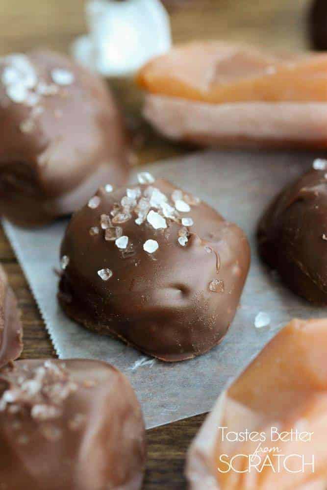 Salted Chocolate Covered Caramels | Tastes Better From Scratch