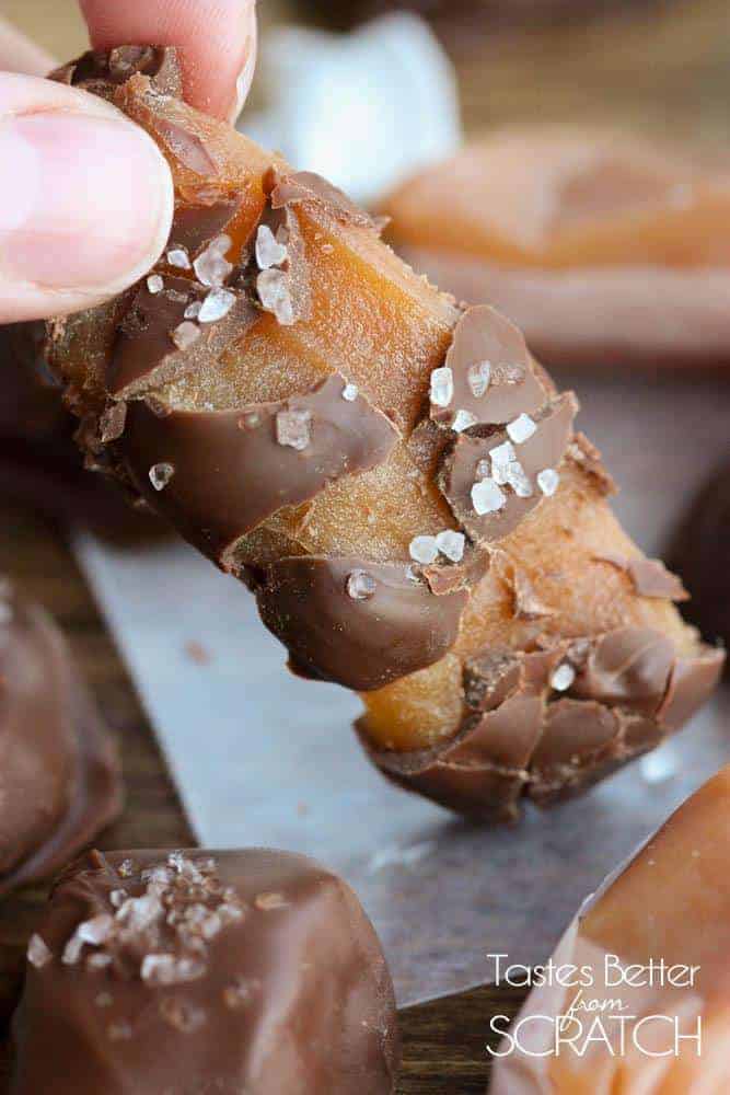 Salted Chocolate Covered Caramels | Tastes Better From Scratch