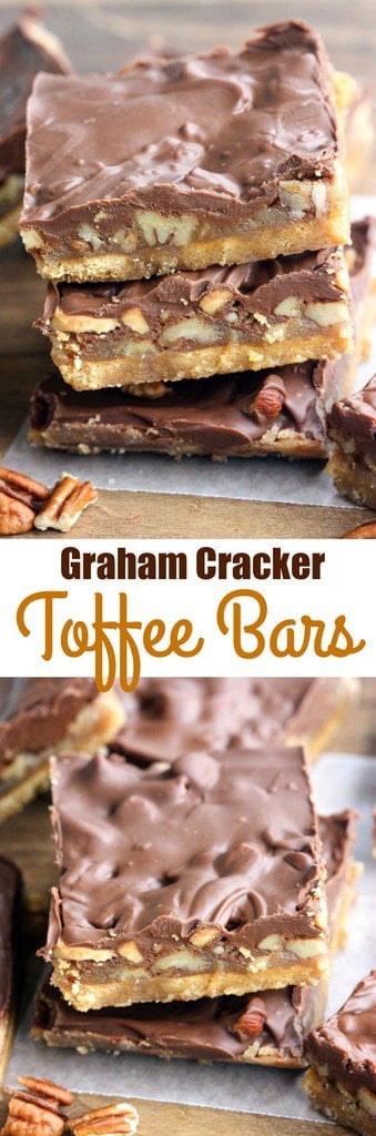 Graham Cracker Toffee Bars - only 5 ingredients to make the tastiest, easiest toffee bars! Perfect for an easy holiday treat. | Tastes Better From Scratch