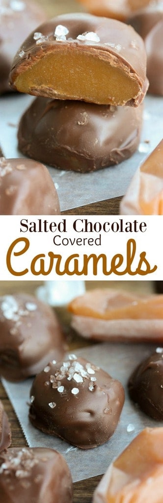 Salted Chocolate Covered Caramels-Soft homemade caramels covered in chocolate and sprinkled with sea salt. | Tastes Better From Scratch