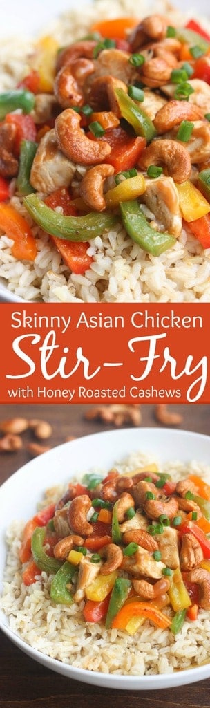 Skinny Asian Chicken Stir-Fry with Honey Roasted Cashews
