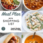 Collage of dinner recipe images comprising a meal plan.