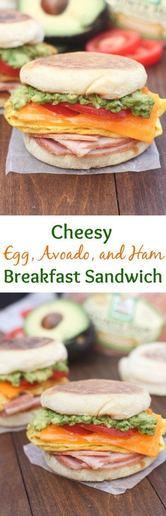 Cheesy Egg, Avocado and Ham Breakfast Sandwiches are perfect for using your leftover ham! They also make the best, easy freezer meal. 