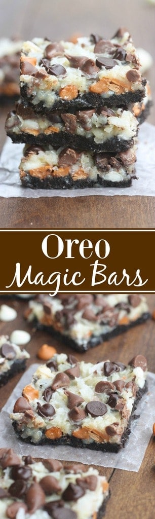 Oreo Magic Bars - Seven simple layers of Oreo chocolate bliss starting with an Oreo crust, three different types of chocolate chips, coconut and nuts. This is the EASIEST dessert, and always a party favorite. | Tastes Better From Scratch