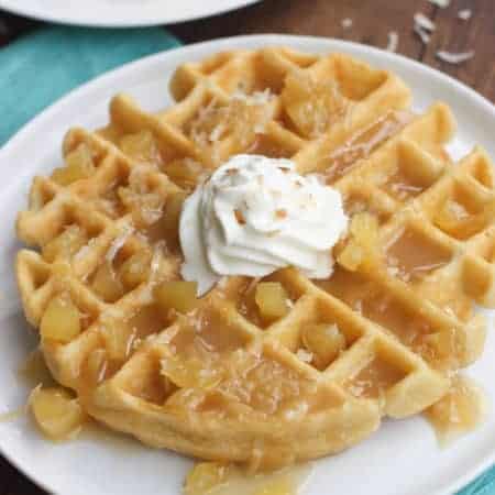 Coconut Cream Waffles with Pineapple Syrup | Tastes Better From Scratch
