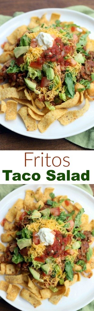 Fritos Taco Salad is a fun and kid-approved easy dinner the entire family will love. Made with real ingredients and ready in less than 30 minutes! | Tastes Better From Scratch