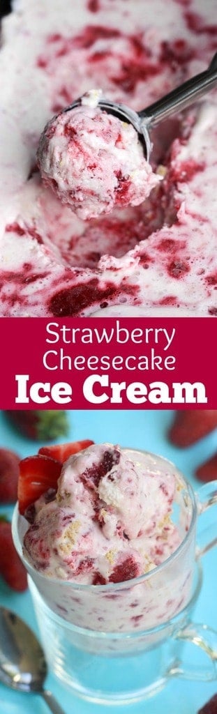  This Strawberry Cheesecake Ice Cream couldn't be yummier or easier! No churn, no ice cream maker needed, with bits of fresh strawberries and graham cracker crumble. | Tastes Better From Scratch
