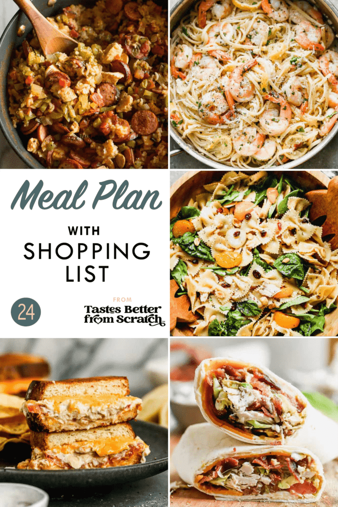 a collage of 5 meals from meal plan 24.