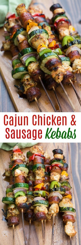 Grilled Cajun Chicken and Sausage Kebabs - Tastes Better From Scratch