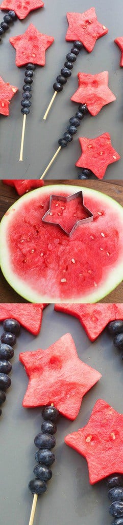Fruit Sparklers made with watermelon stars and blueberries | Tastes Better From Scratch