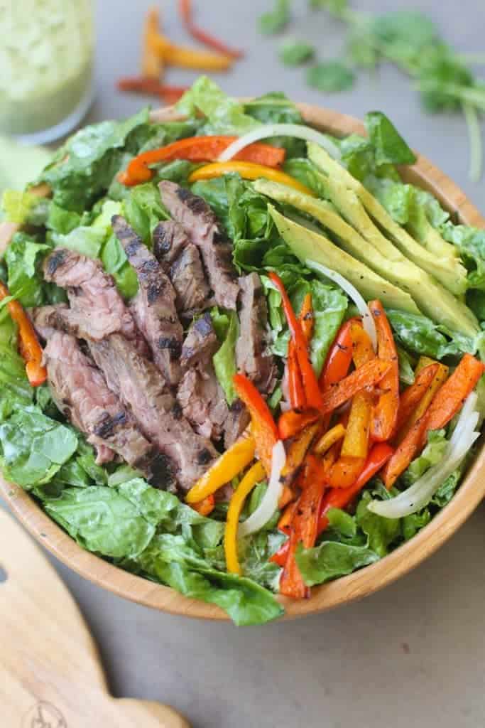 Steak Fajita Salad with Cilantro Lime Dressing