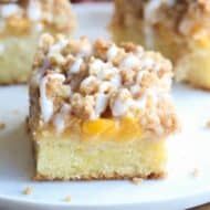 Peach Crumb Cake - a soft and delicious cake layered with fresh peaches and a sweet cinnamon crumb topping. Makes a delicious brunch or serve warm with vanilla ice cream. | Tastes Better From Scratch