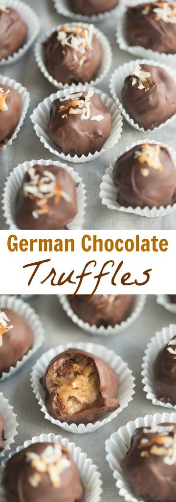 German Chocolate Truffles - coconut pecan german chocolate filling rolled into bite-size balls and dipped in chocolate. | Tastes Better From Scratch