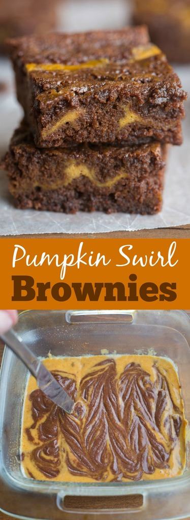 Thick, fudgey homemade brownies (better than a box mix!) with a pumpkin cinnamon swirl. One of the BEST brownies ever! | Tastes Better From Scratch