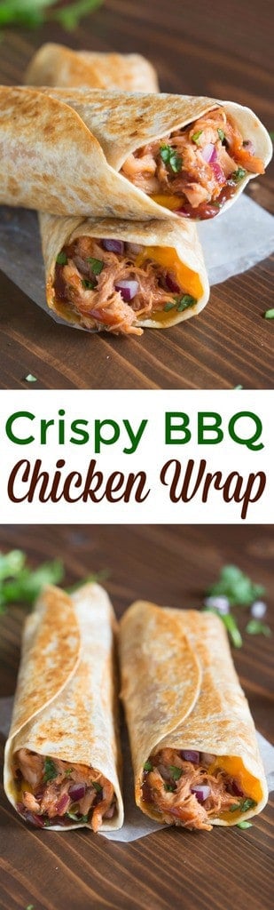 Crispy BBQ Chicken Wraps | tastesbetterfromscratch.com