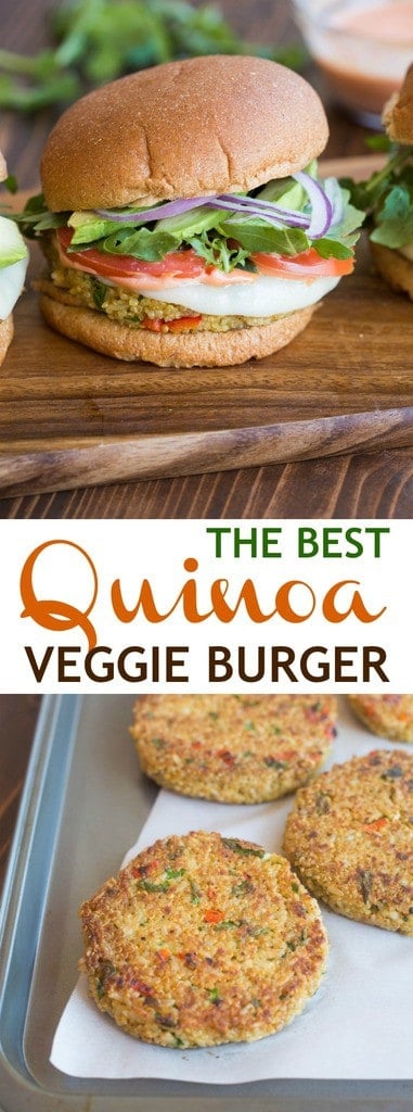 These super filling, protein-packed Quinoa Veggie burgers are for EVERYBODY! Made with quinoa and brown rice, and easily adaptable to mix in your favorite veggies! | tastesbetterfromscratch.com