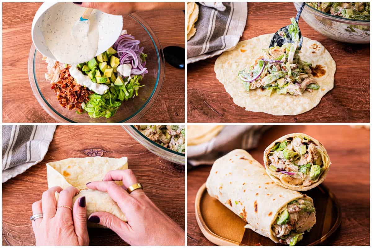 This healthy Chicken Avocado Wrap recipe is easy to make with just 1 bowl and 15 minutes! Combine all the ingredients then wrap in a soft, flour tortilla. 