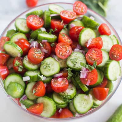 Tomato Cucumber Avocado Salad is the perfect easy and healthy side dish for your summer BBQ! | tastesbetterfromscratch.com