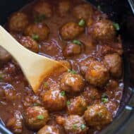 Hawaiian BBQ Meatballs made in the slow cooker or stovetop. | tastesbetterfromscratch.com