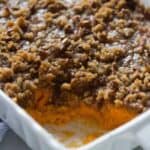 Traditional sweet potato casserole with brown sugar pecan topping is my all-time-favorite Thanksgiving side dish! | tastesbetterfromscratch.com