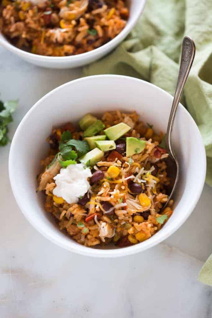 Instant Pot Chicken Taco Bowls | tastesbetterfromscratch.com
