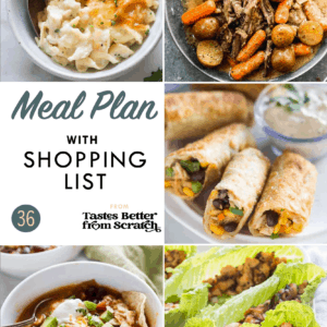 A collage of dinner images comprising a weekly meal plan.