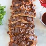 Tender BBQ pork ribs cooked in the instant pot in just 30 minutes!