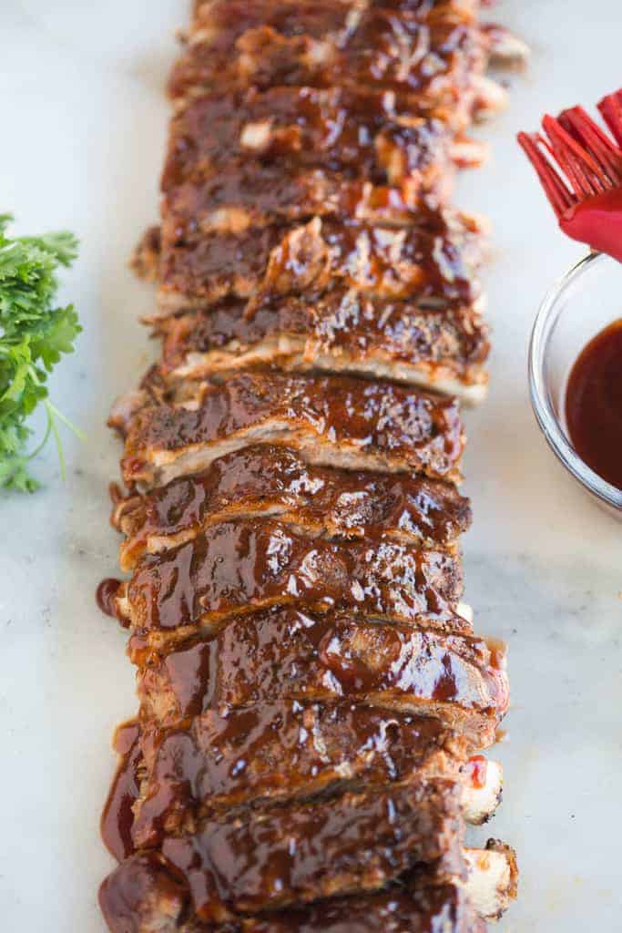 Tender BBQ pork ribs cooked in the instant pot in just 30 minutes!