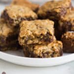 Oatmeal Chocolate Chip Cookie Bars on a plate.