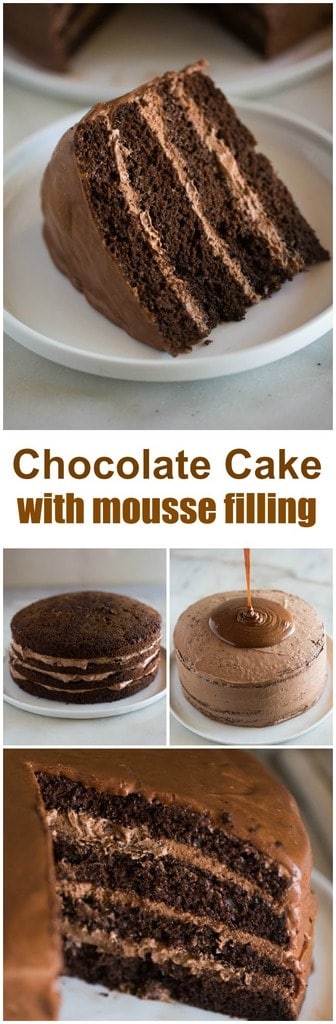 Chocolate Cake with Chocolate Mousse Filling- Tastes Better From Scratch