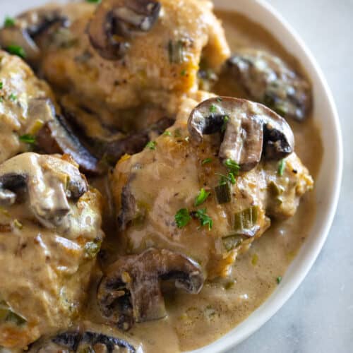Instant Pot Chicken Marsala served on a plate.