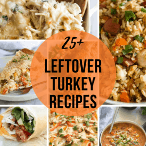 a collage of several different dinner recipes using leftover turkey