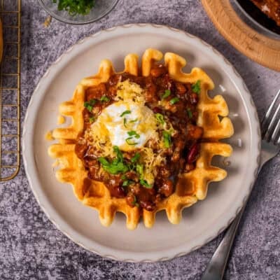 This easy Cornbread Waffle recipe is an easy and hearty meal that perfectly marries cornbread and chili in such a fun and creative way everyone will love.