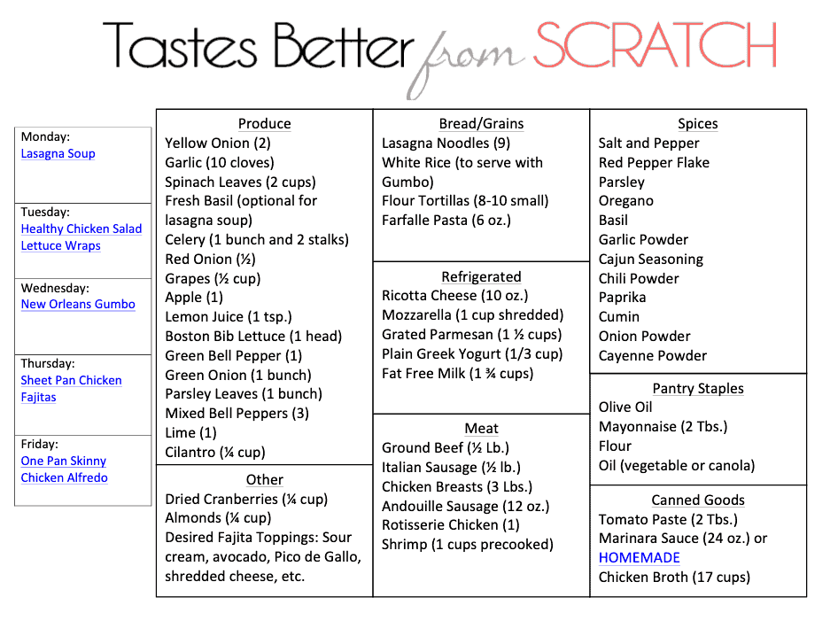 Weekly Meal Plan 56 Tastes Better From Scratch