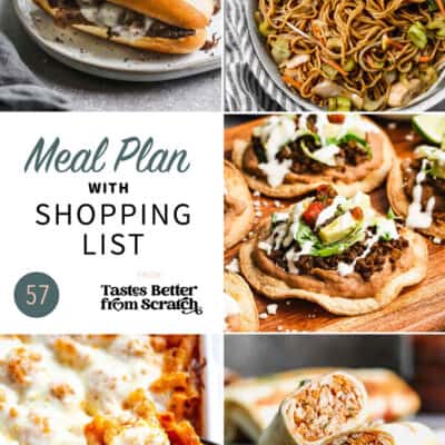 A collage of 5 recipes from meal plan 57.